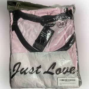 WOMENS 3X SLEEP DRESS NIGHT SHIRT JUST LOVE PINK&BLACK